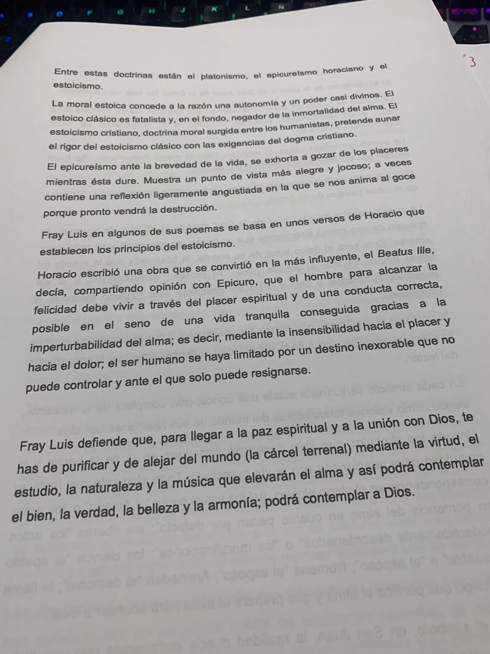 Platonismo, epicureísmo horaciano y estoicismo en la poesía de Fray Luis