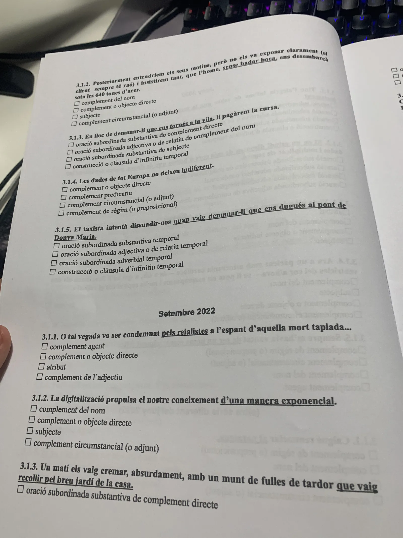 Dossier de subordinació: final de juny de 2022 i preguntes de setembre de 2022