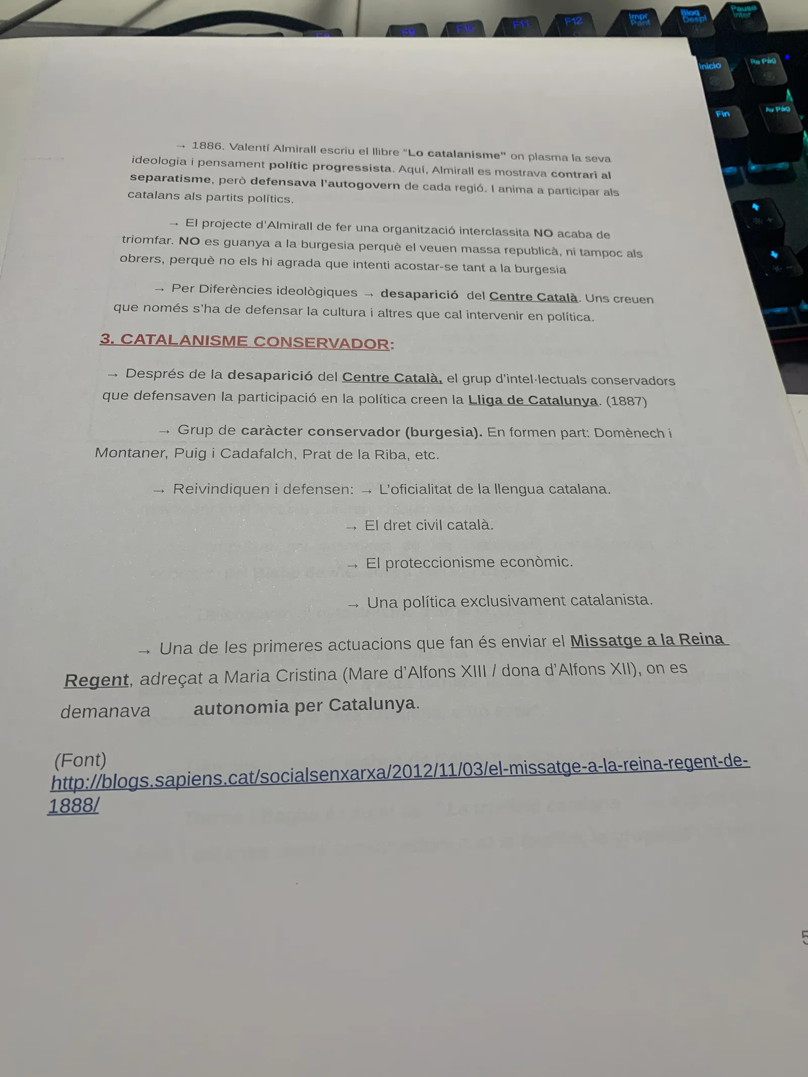 «Lo catalanisme» d'Almirall, la desaparició del Centre Català i el catalanisme conservador