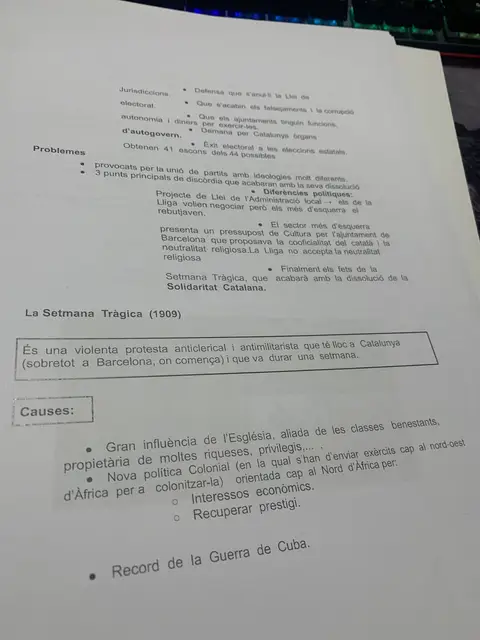 Els problemes de Solidaritat Catalana i les causes de la Setmana Tràgica de 1909