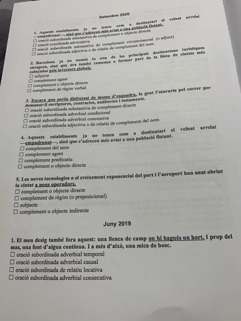 Dossier de subordinació: preguntes de setembre de 2020 i de juny de 2019
