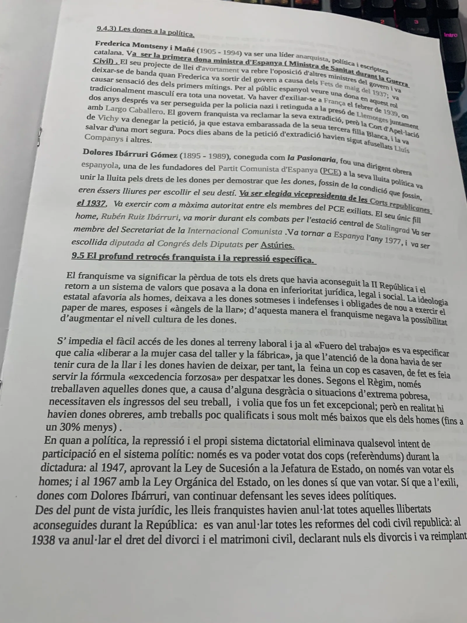 Federica Montseny i Dolores Ibárruri, i el retrocés dels drets de la dona amb el franquisme