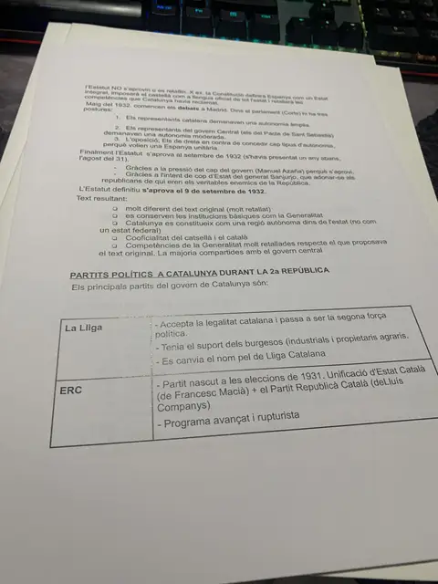 L'Estatut aprovat el setembre de 1932 i els partits polítics catalans: la Lliga i ERC
