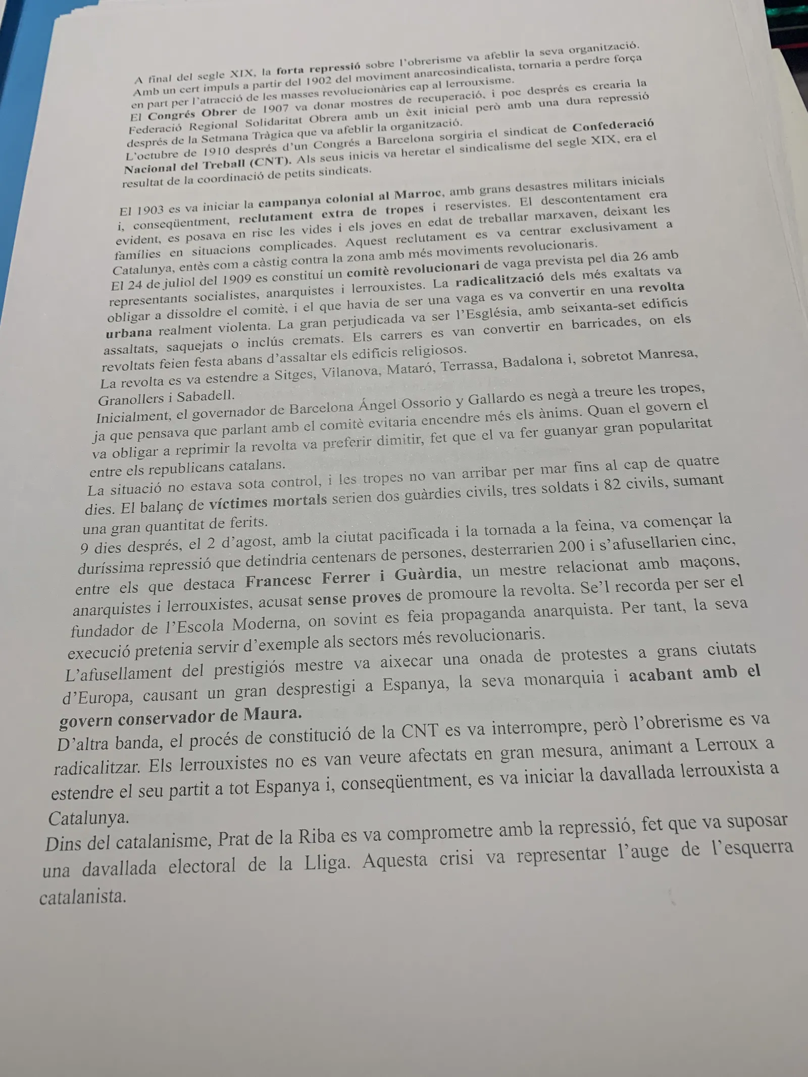 La Setmana Tràgica de 1909, l'afusellament de Ferrer i Guàrdia i la caiguda de Maura