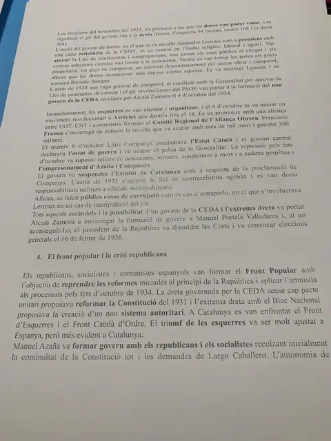 Les eleccions de 1933, els fets d'octubre de 1934 i la formació del Front Popular