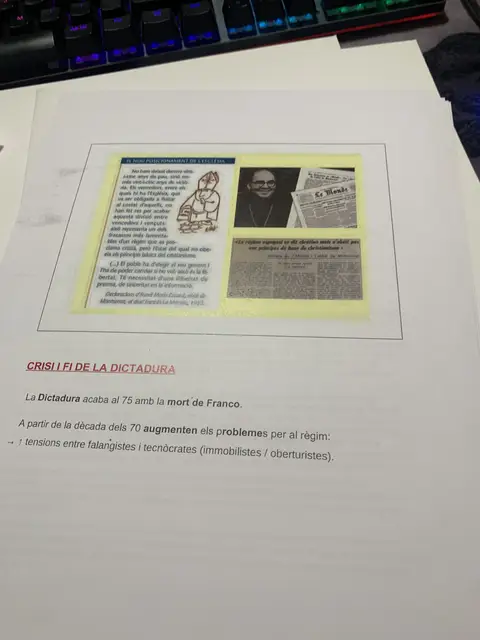 Retall de premsa sobre l'església i l'inici de la crisi final de la dictadura