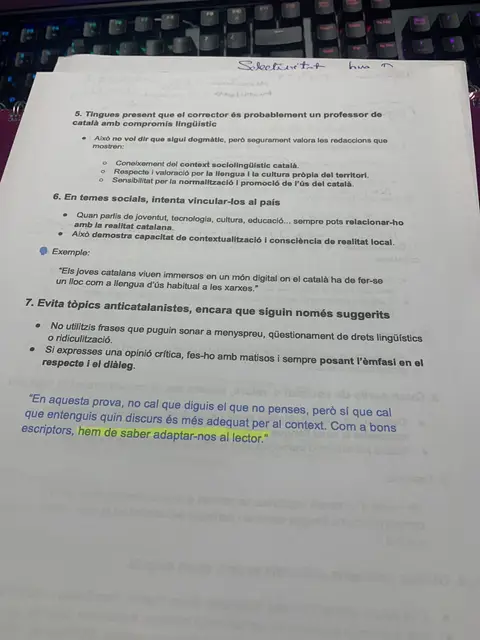 Consells per a la redacció: to, context sociolingüístic, temes socials i evitar tòpics anticatalanistes