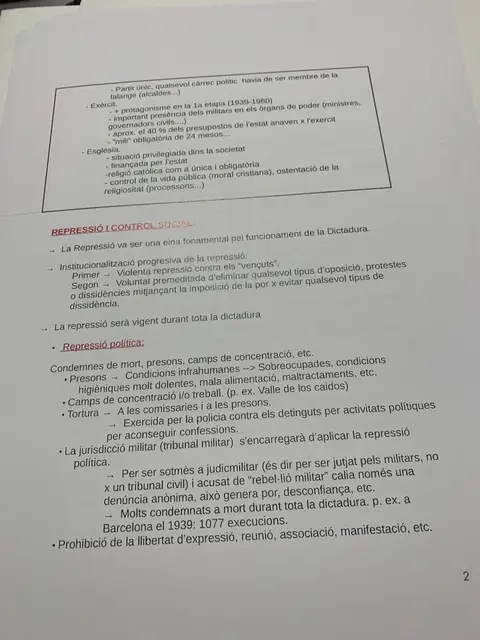 La repressió política del règim: presons, camps de concentració, tortura i jurisdicció militar
