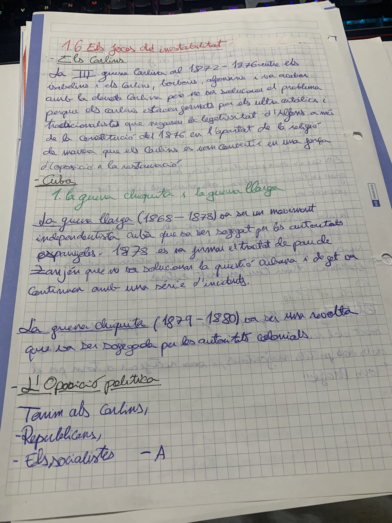 Els carlins, la Tercera Guerra Carlina, Cuba i la guerra llarga, i l'oposició política