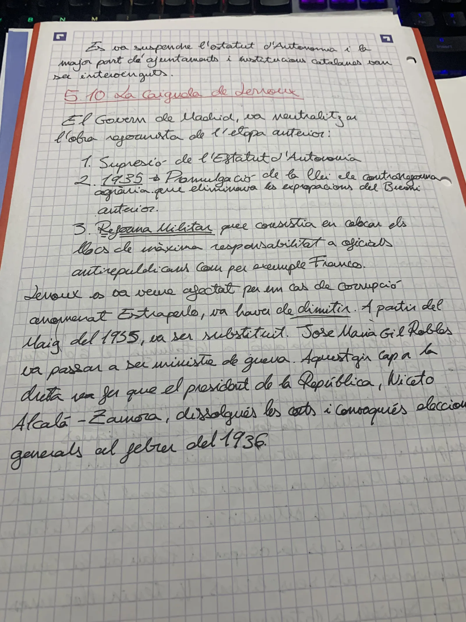 La suspensió de l'Estatut, l'escàndol de l'Estraperlo i les eleccions del febrer de 1936
