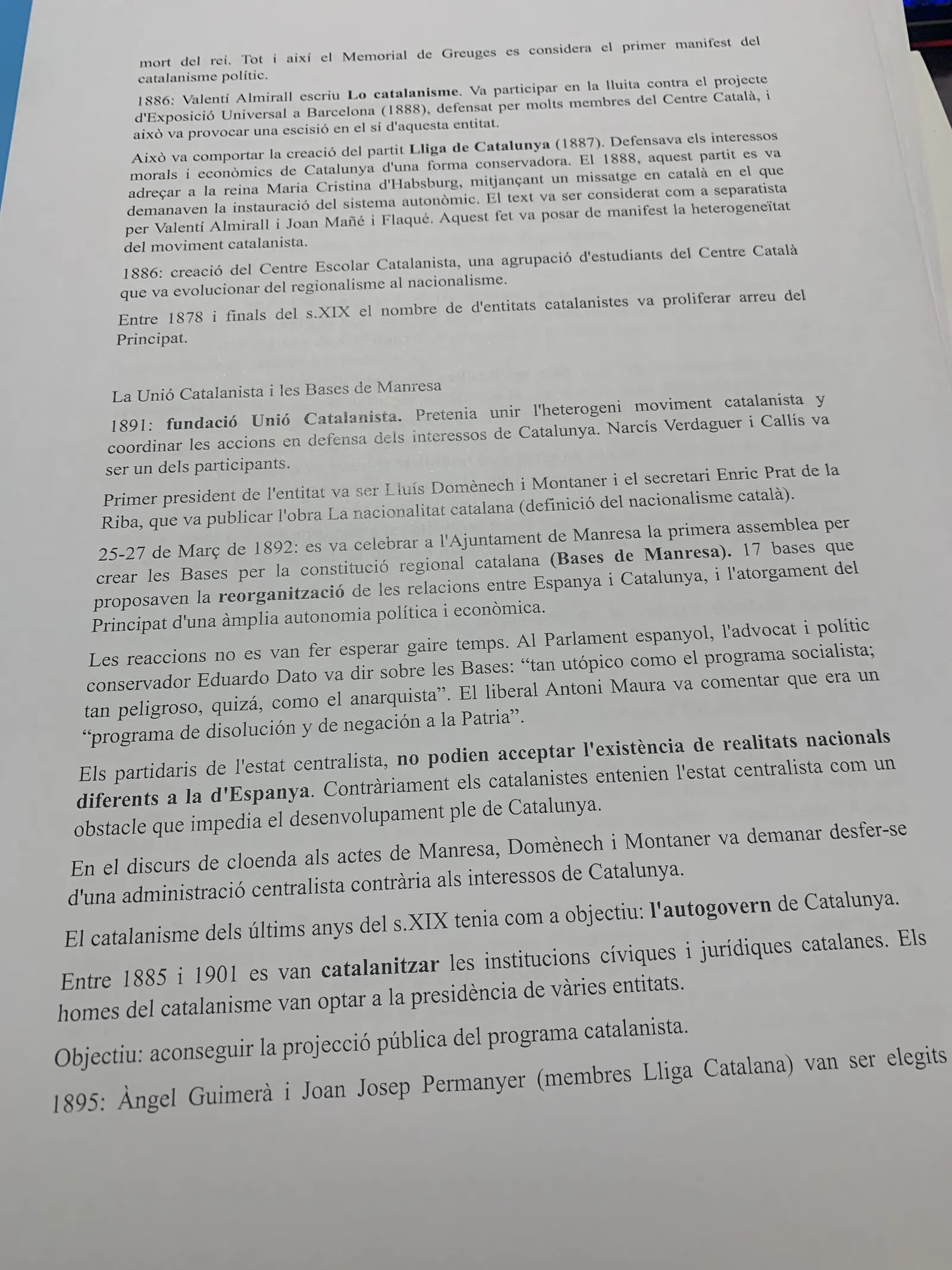 La Unió Catalanista, les Bases de Manresa de 1892 i la catalanització de les institucions