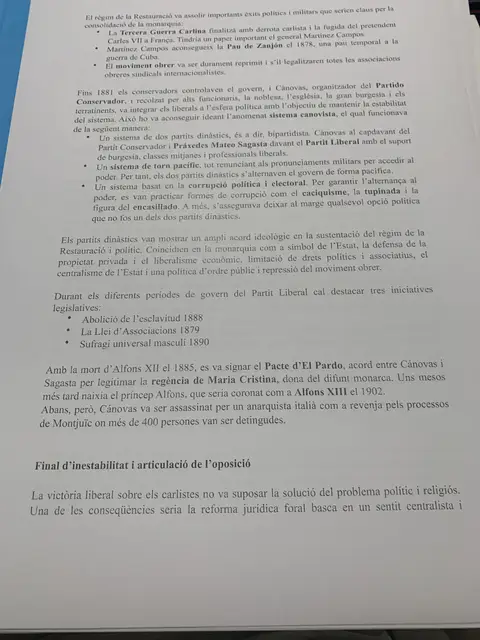 La Tercera Guerra Carlina, la Pau de Zanjón, el bipartidisme i el Pacte del Pardo