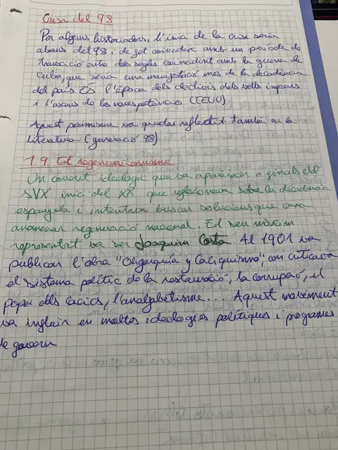La crisi del 98 en la literatura i el regeneracionisme de Joaquín Costa