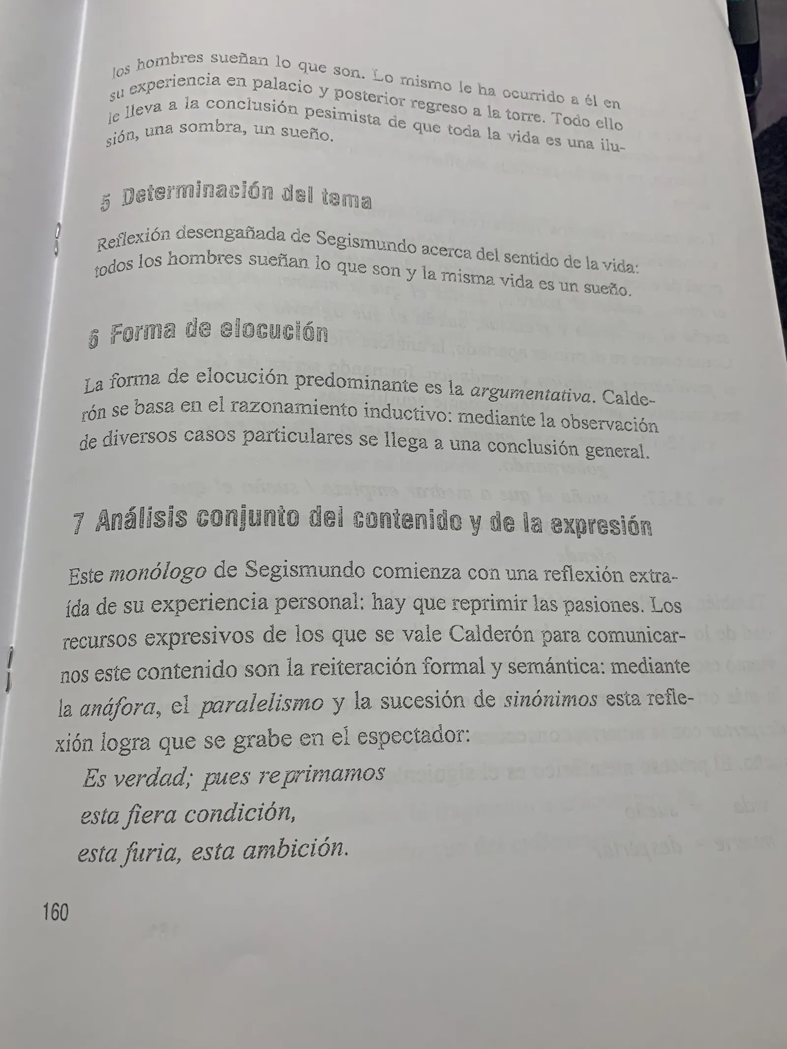 Determinación del tema, forma de elocución argumentativa y análisis conjunto