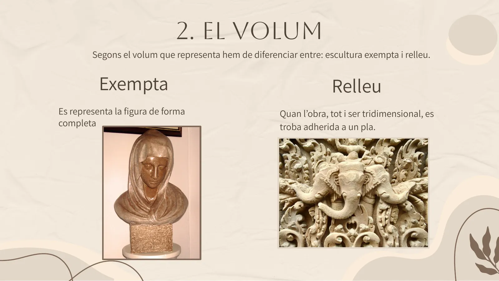 El volum: escultura exempta i relleu