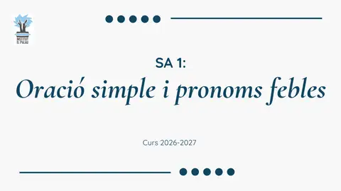 Portada: SA1 - Oració simple i pronoms febles