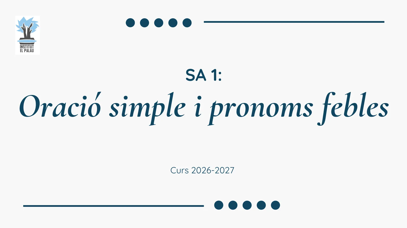 Portada: SA1 - Oració simple i pronoms febles