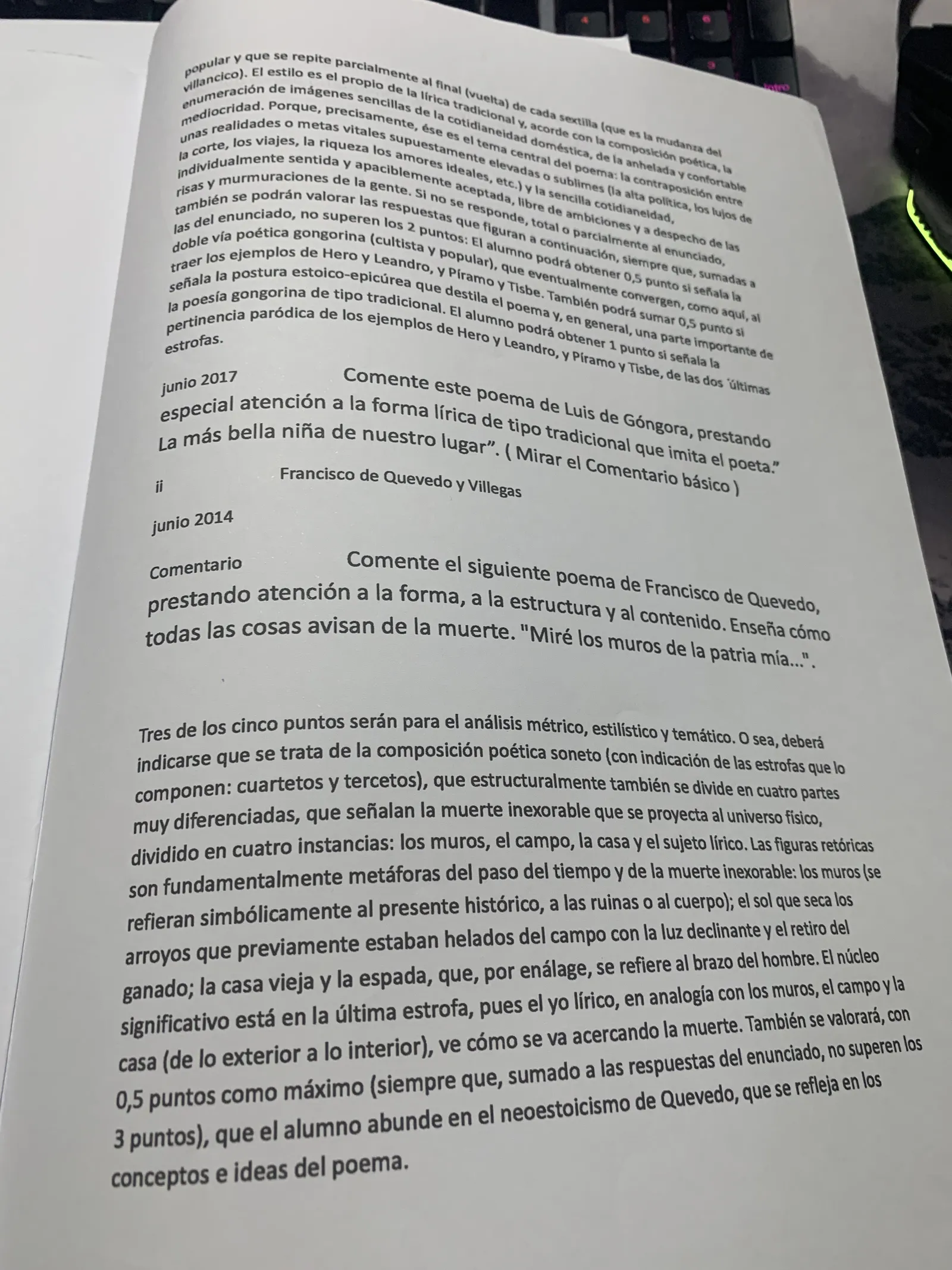 Comentario de «La más bella niña» de Góngora y de «Miré los muros de la patria mía» de Quevedo