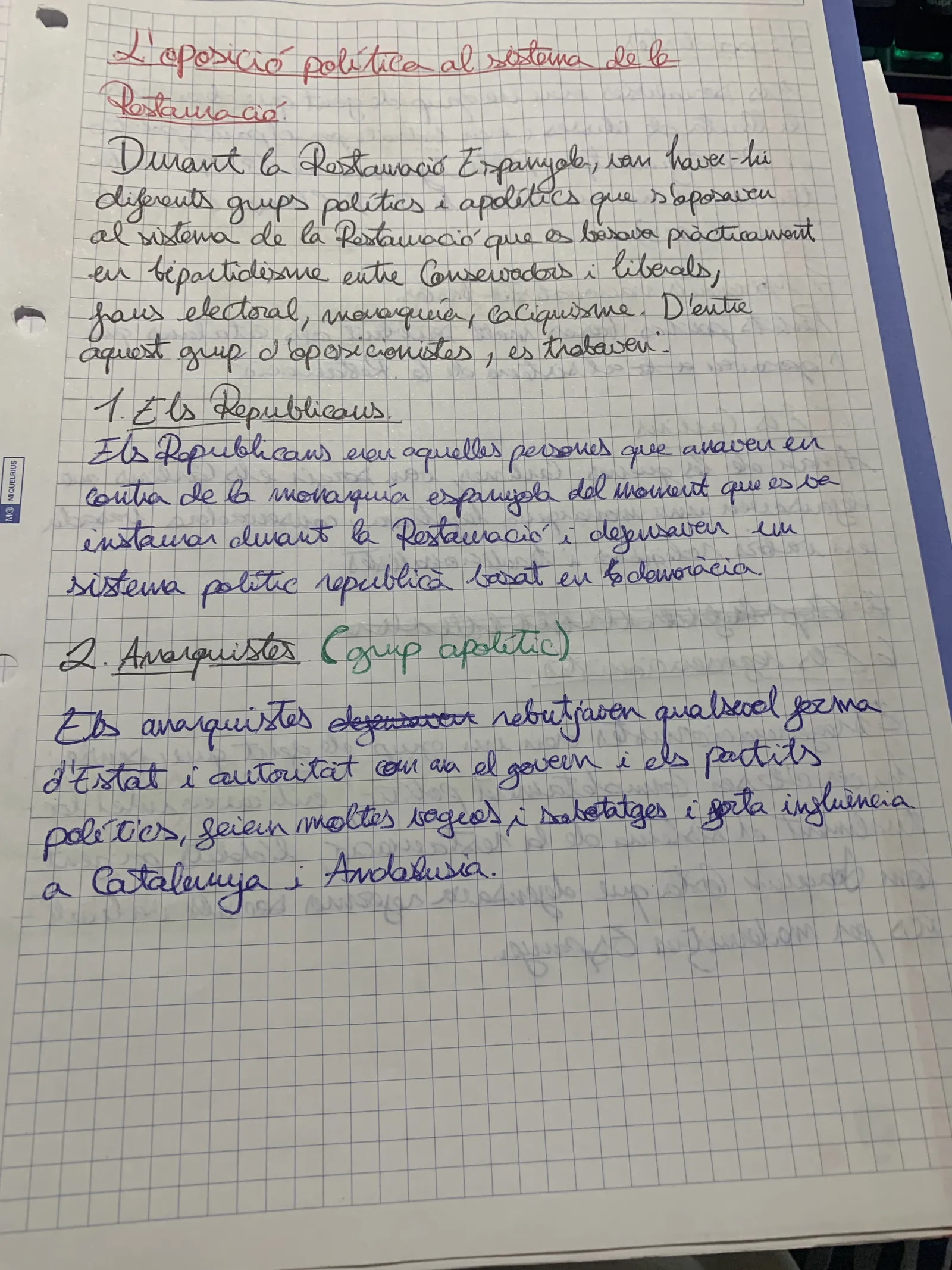 Els grups opositors a la Restauració: republicans i anarquistes