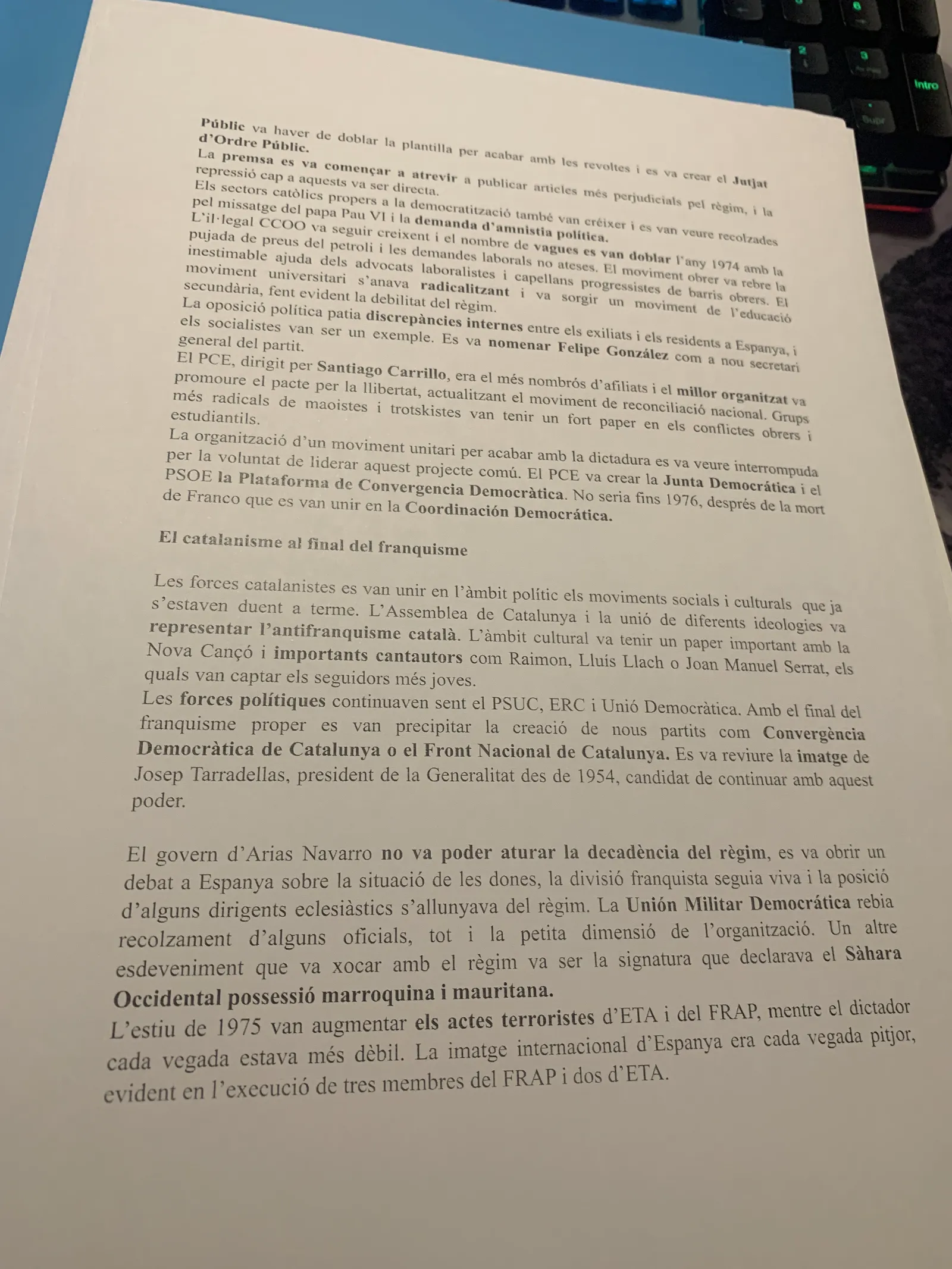 El Tribunal d'Ordre Públic, l'oposició unitària i el catalanisme al final del franquisme
