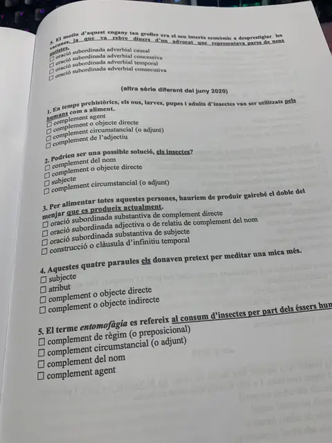 Dossier de subordinació: altra sèrie de juny de 2020, amb el text sobre l'entomofàgia