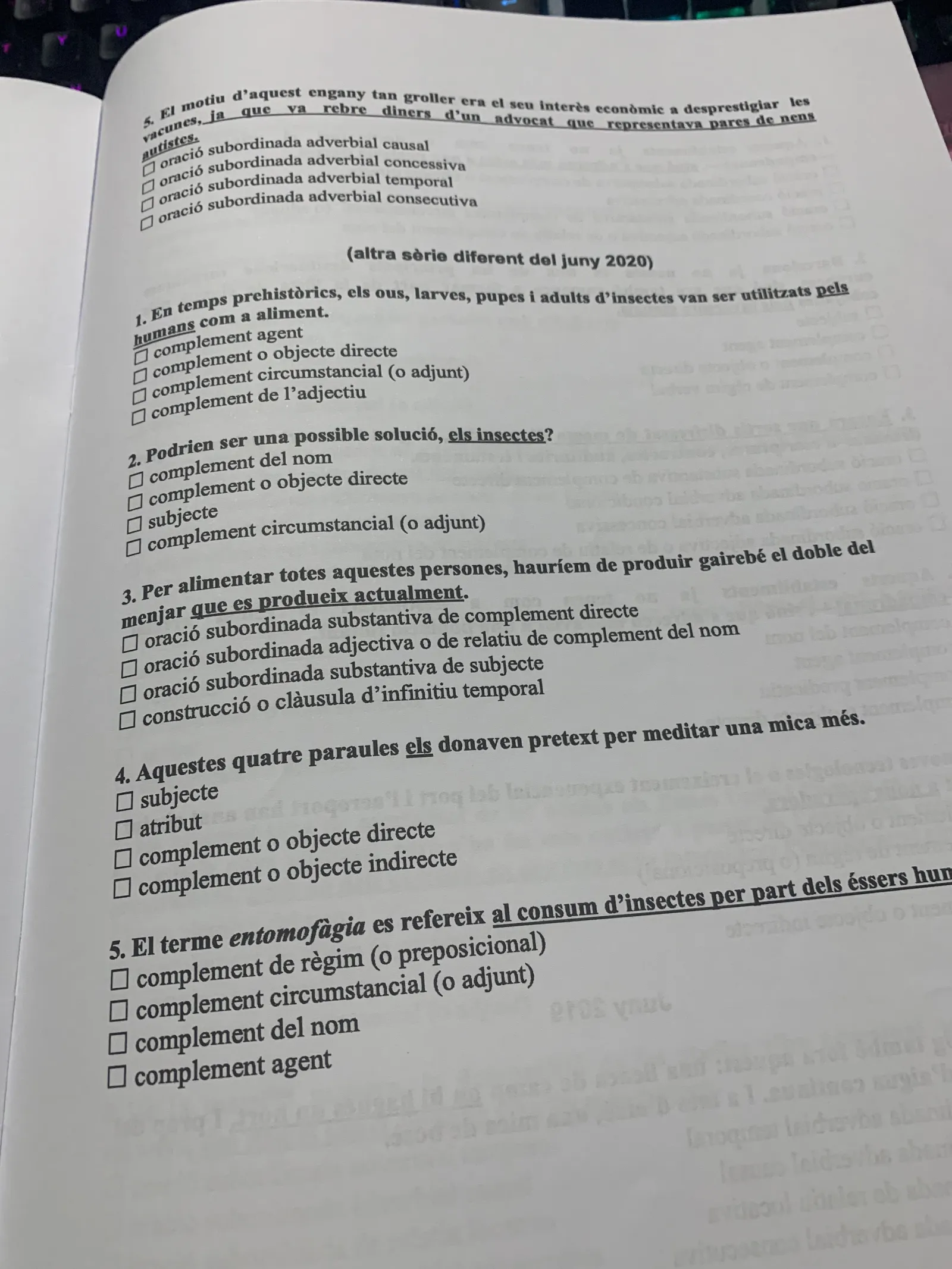 Dossier de subordinació: altra sèrie de juny de 2020, amb el text sobre l'entomofàgia