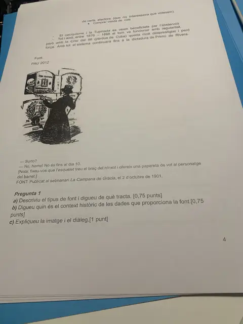 Font PAU 2012: vinyeta de La Campana de Gràcia sobre el frau electoral, amb tres preguntes
