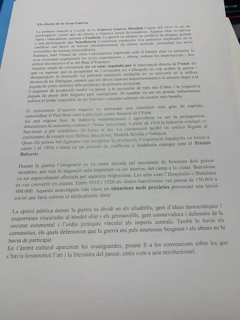 Els efectes de la Primera Guerra Mundial a l'economia espanyola i el Trienni Bolxevic
