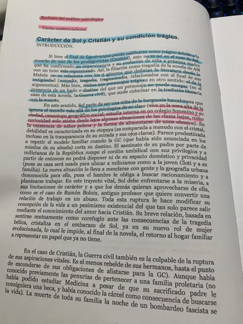 Carácter de Sol y Cristián y su condición trágica