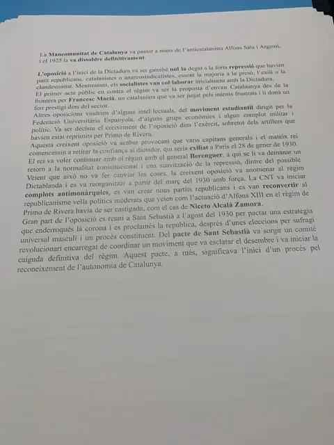 La dissolució de la Mancomunitat, l'oposició a la dictadura i el Pacte de Sant Sebastià