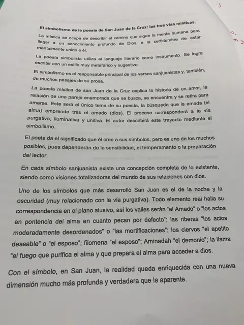 El simbolismo de la poesía de San Juan de la Cruz y las tres vías místicas