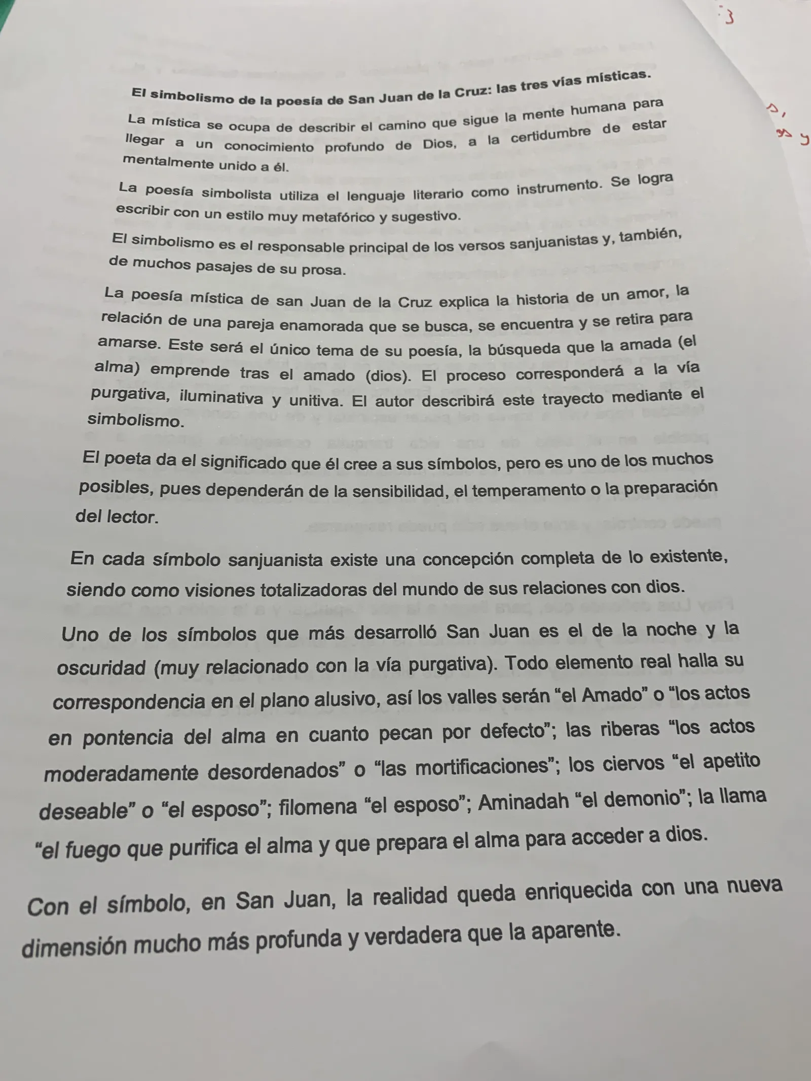 El simbolismo de la poesía de San Juan de la Cruz y las tres vías místicas