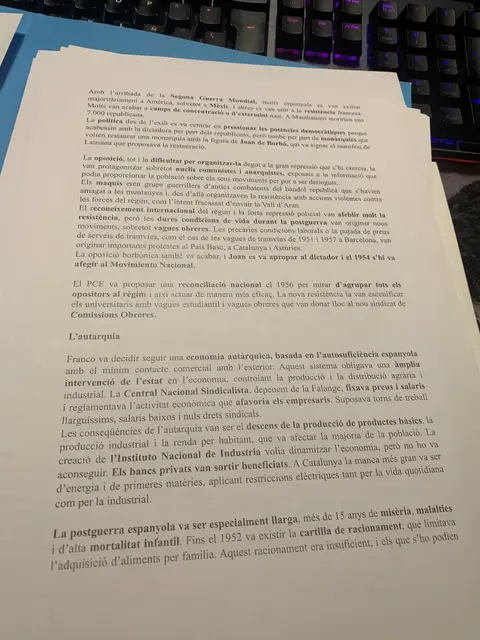 L'oposició interior, el maquis, l'autarquia i la cartilla de racionament fins a 1952
