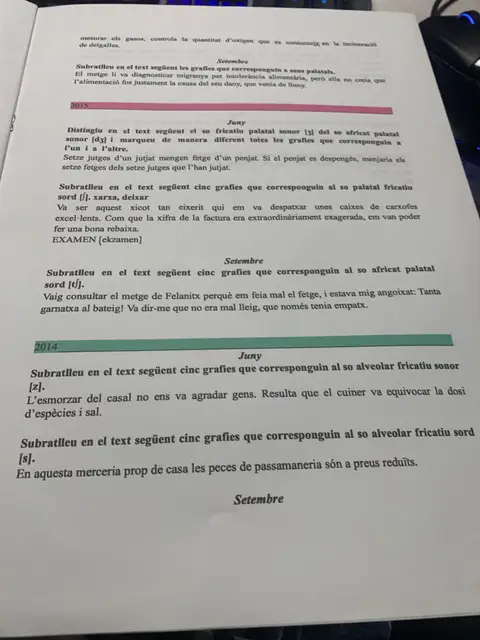 Activitats de fonètica de la PAU de 2015 i 2014
