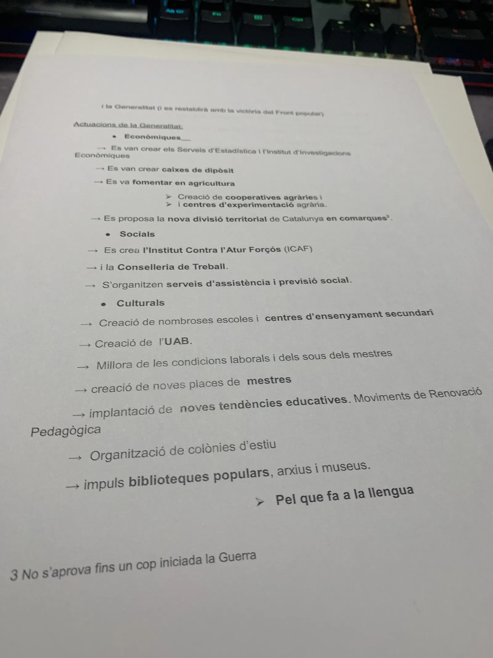 Actuacions econòmiques, socials i culturals de la Generalitat, amb la creació de la UAB