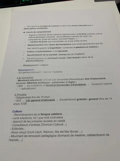 La secularització, el moviment estudiantil, la Llei general d'educació de 1970 i la Nova Cançó