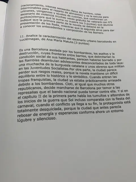 Pregunta 11: la caracterización del escenario urbano barcelonés