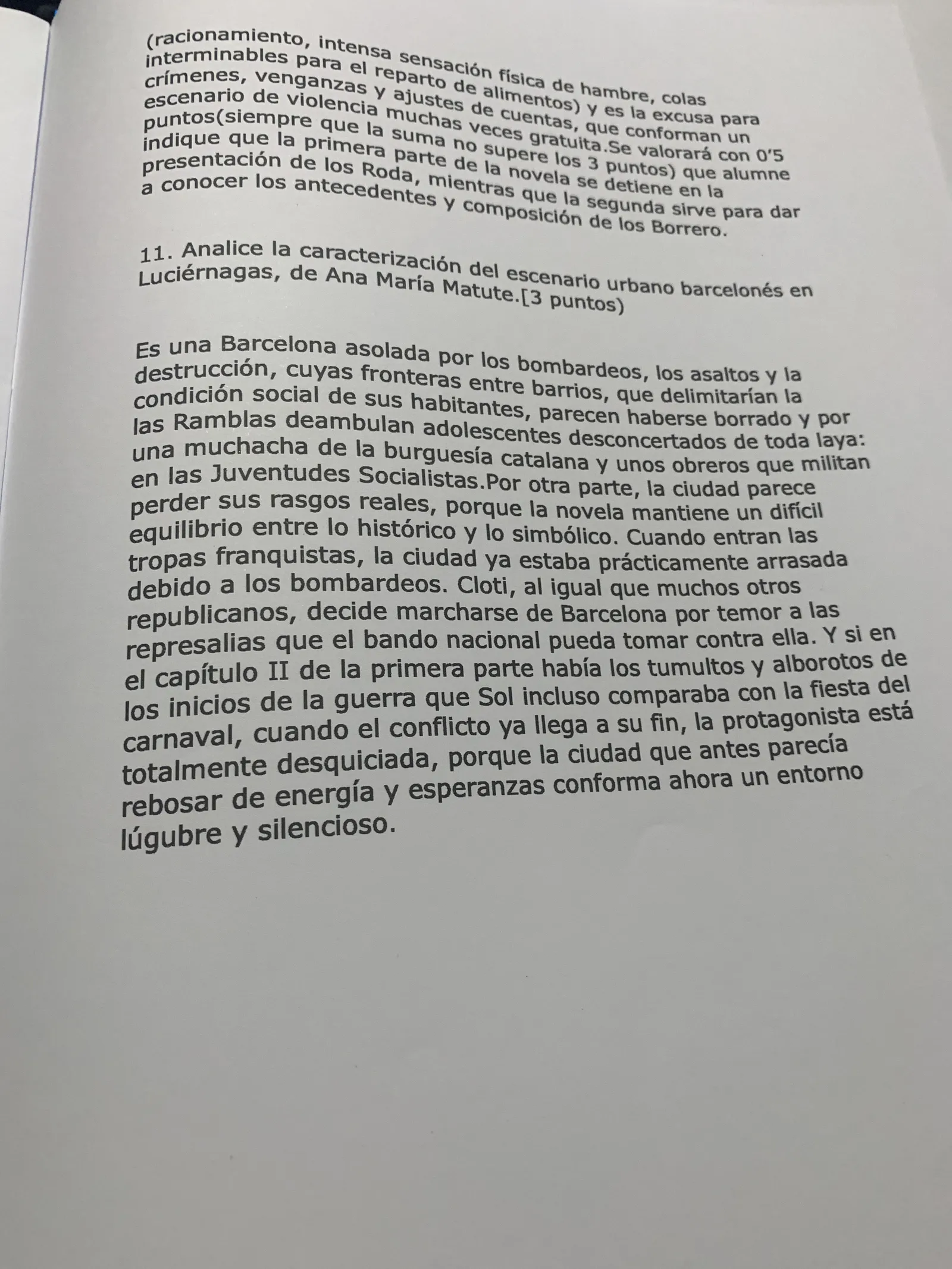 Pregunta 11: la caracterización del escenario urbano barcelonés
