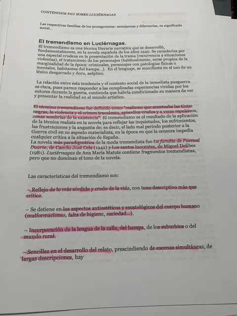 Contenidos PAU sobre Luciérnagas: el tremendismo y sus características