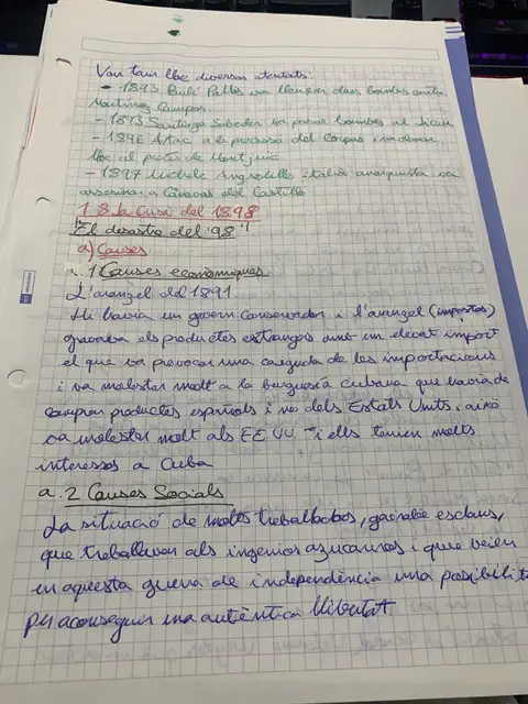 Atemptats anarquistes de 1893-1897 i les causes econòmiques i socials de la crisi del 98