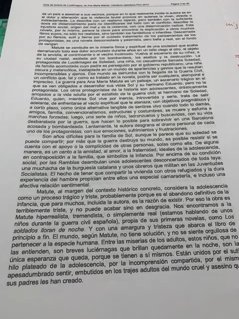 Guía de lectura de Luciérnagas (PAU 2013): la guerra, la adolescencia y la miseria de los adultos