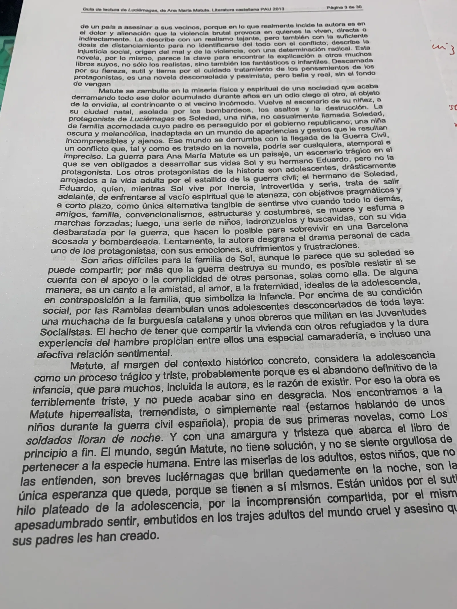 Guía de lectura de Luciérnagas (PAU 2013): la guerra, la adolescencia y la miseria de los adultos