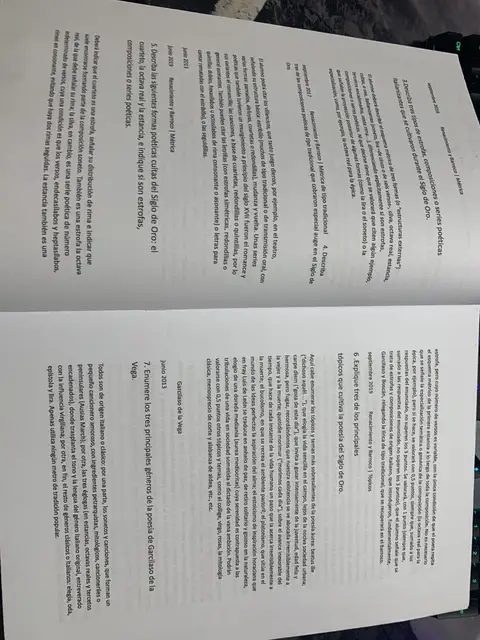 Preguntas de Selectividad por convocatoria sobre las formas poéticas cultas y Garcilaso