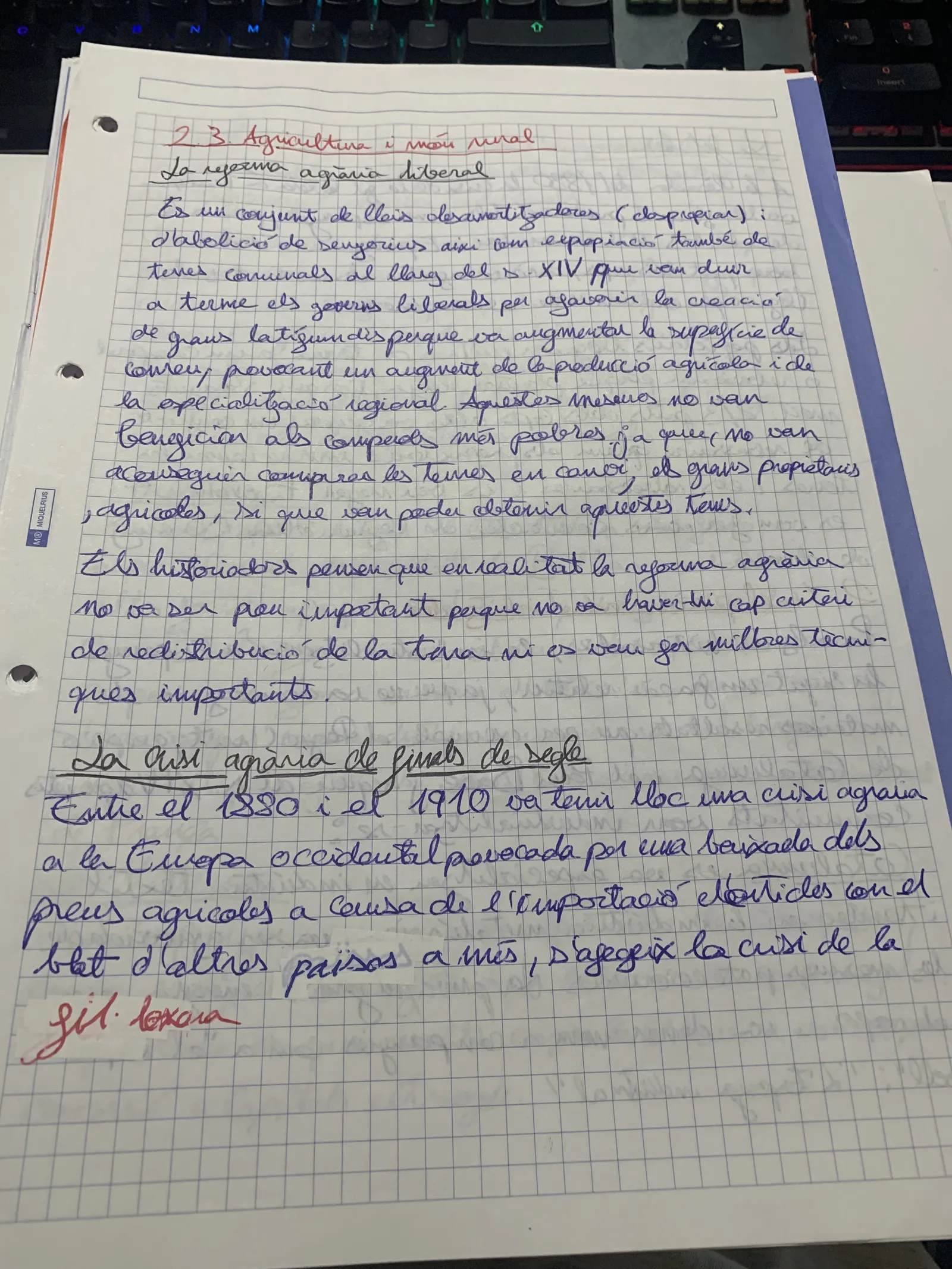 La reforma agrària liberal, les desamortitzacions i la crisi agrària de finals de segle