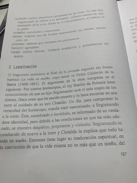 Localización del fragmento dentro de La vida es sueño y argumento de la obra