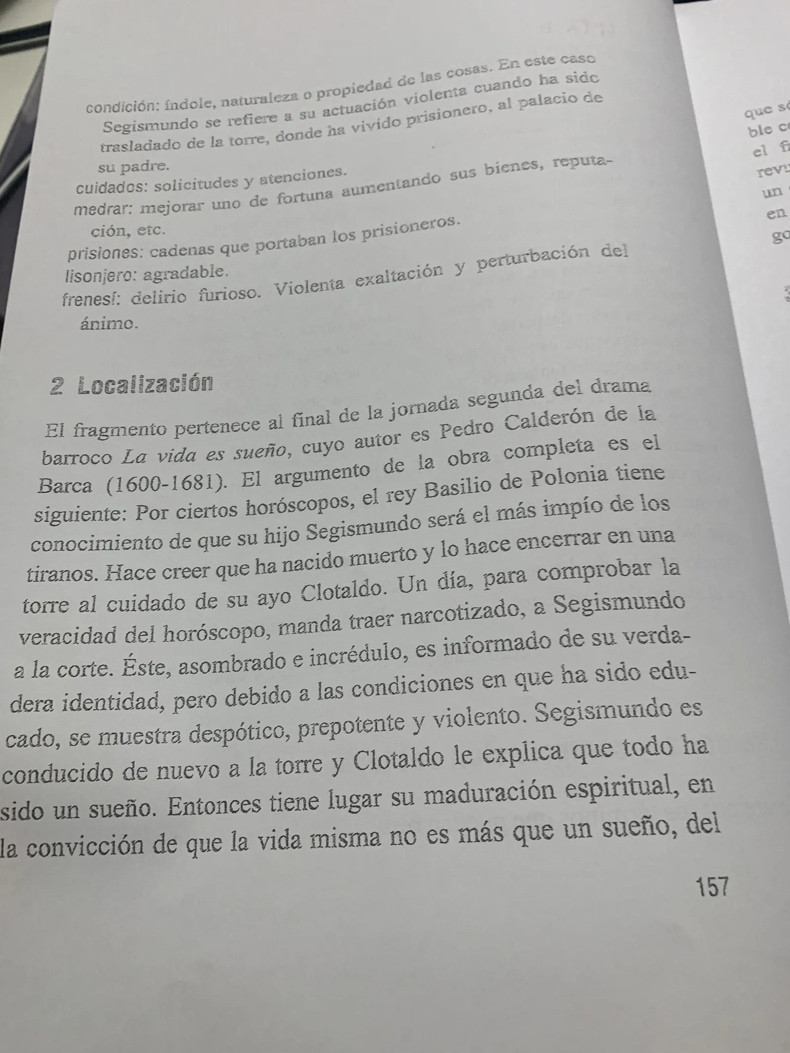 Localización del fragmento dentro de La vida es sueño y argumento de la obra