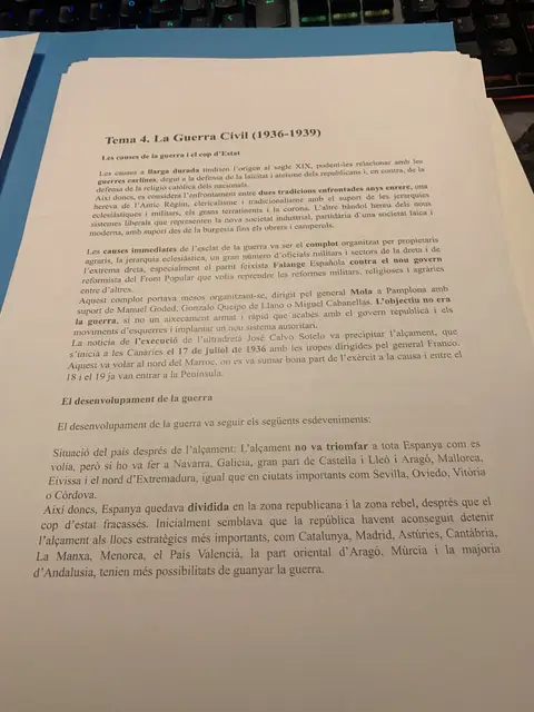 Tema 4: les causes llunyanes i immediates del cop d'estat i el desenvolupament de la guerra