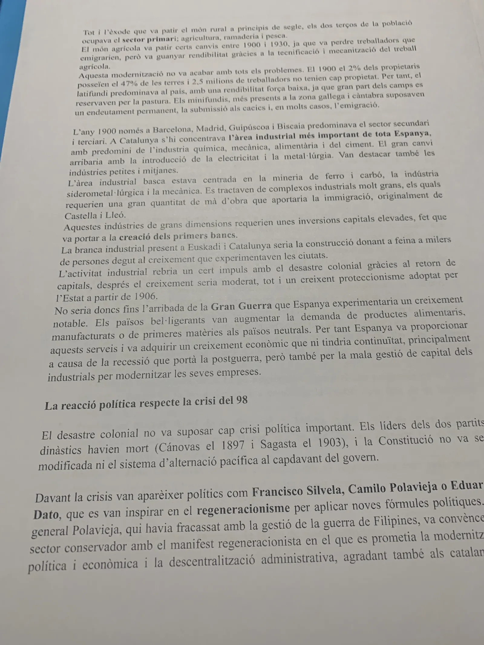 L'èxode rural, la industrialització catalana i basca, i la reacció política a la crisi del 98