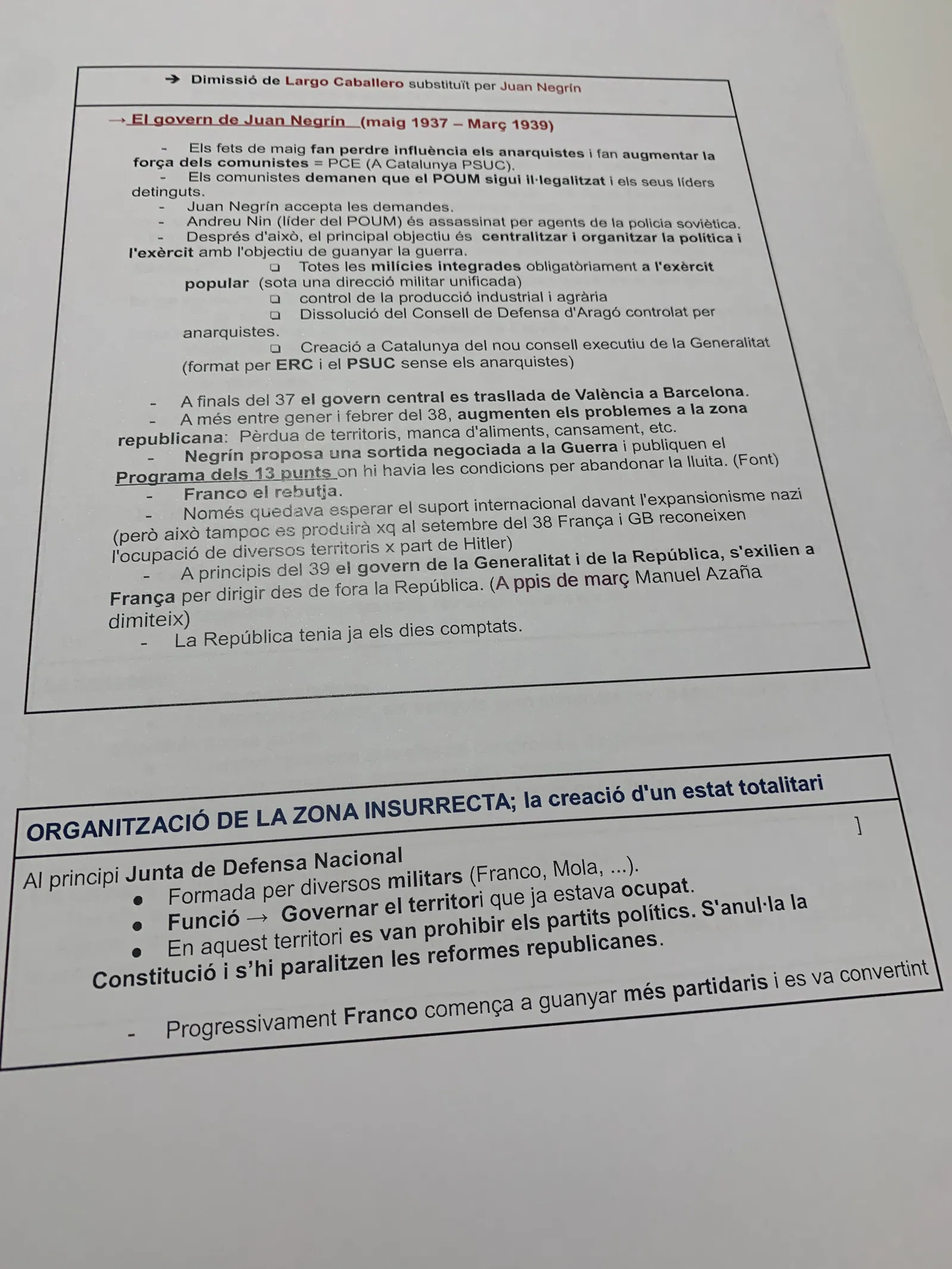El govern de Juan Negrín i l'organització de la zona insurrecta com a estat totalitari