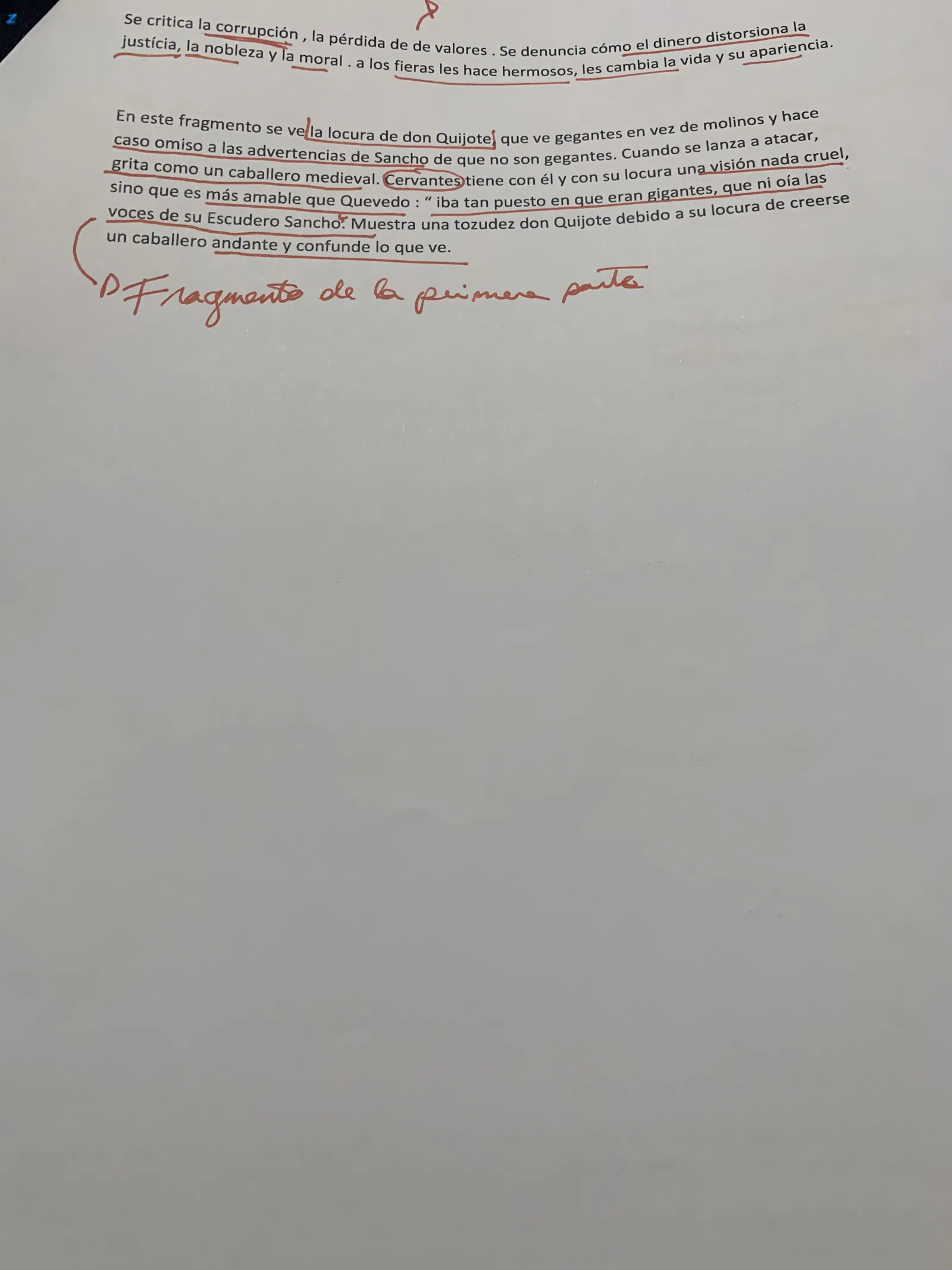 Crítica de la corrupción y del poder del dinero, y el episodio de los molinos como locura de don Quijote